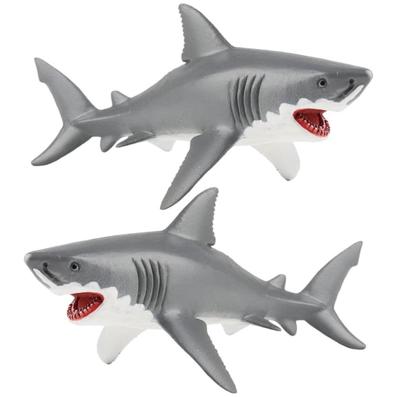 2pcs Wild Life Realistic Great White Shark Figurine - Durable and Educational Ocean Toys - Shark Animal Figurine for Play and Imagination - Shark Toys Gift for Unisex