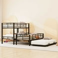 thumbnail image 3 of Euroco Metal Twin Triple Bunk Bed with Trundle, Convertible 4 Beds in One Bunk for Kids Teens, Black, 3 of 13