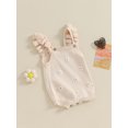 thumbnail image 3 of Arvbitana Newborn Baby Girls Sleeveless Knitted Romper Floral Embroidery Ruffle Bodysuit 3M 6M 12M 18M 24M Infant Toddler Casual Short Jumpsuit for Daily, 3 of 9