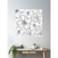 thumbnail image 2 of Flower Drawing, White And Gray Poster Wall Art, Modern Wall Decor For Living Room Bedroom, 30x30 UNFRAMED, 2 of 3
