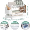 thumbnail image 3 of Escurridor de Platos sobre Fregadero, Acero Inoxidable 2 Niveles con Drenaje Autom&aacute;tico | Incluye Soporte Utensilios, Tabla de Cortar y Estante de Vasos | Organizador de Cocina Ahorra Espac, 3 of 7