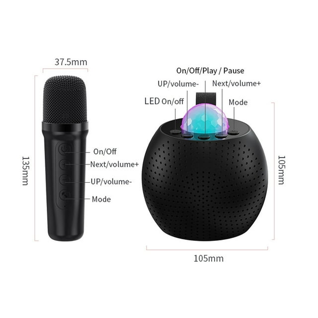 Karaoke Karaoke Machine Mini Wireless Microphone and Speaker Set with 2 Microphone Gifts for Birthday Party Desktop Outdoor Home KTV Set Disco LED Lights Handheld Mic Portable