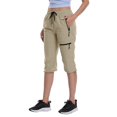 thumbnail image 3 of YUEJUIR White Capris for Women Women's Cargo Hiking Pants Outdoor Upf 50+ Pants with Zipper Up Pocket Capris Pants for Women Women's Capri Pants Capri Pants (Khaki,M), 3 of 4