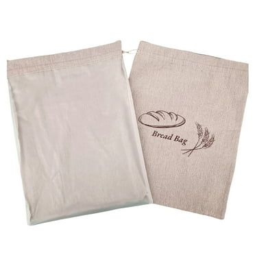 Aihimol 2 Pack Bread Bags for Homemade Bread - Plastic Lined - Reusable Linen Bread Bag with Plastic Liner for Sourdough and Bread Storage - 15in X 11in