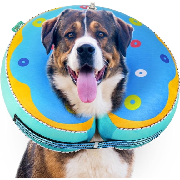 Inflatable Reflective Dog Cone Collar Alternative After Surgery,Dog Neck Donut,Recovery Soft Protective E Collar,Adjustable,for Small Medium and Large Dog Cats (Blue, XL)