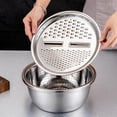 thumbnail image 3 of Lavabo multifuncional de acero inoxidable con rallador, cortador de verduras 3 en 1, rebanador, rallador, colador y cesta de drenaje para cocina., 3 of 5
