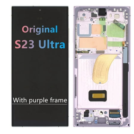 6.8" Original for Samsung Galaxy S23 Ultra SM-S918U SM-S918U1 SM- S918B SM-S918W SM-S918E LCD S23 Ultra Display Touch Screen Digitizer Assembly Replacement (with Purple Frame)