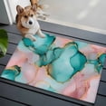 thumbnail image 3 of 2x3 Ft Entryway Area Rug, Teal Pink Kitchen Rug Runner Washable Floor Mat, Modern Abstract Ink Painting Luxury Marble Non Slip Indoor Door Mat Throw Carpet for Bathroom Living Room Bedroom, 3 of 8