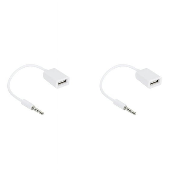2pcs 3.5mm Male AUX Audio Plug Jack to USB 2.0 Female Converter Cable Cord Car MP3