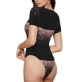 thumbnail image 3 of Haiem Rose Gold Glitter1 Women's Crew Neck Short Sleeve Bodysuit Tops Stretchy Slim Basic-Medium, 3 of 9