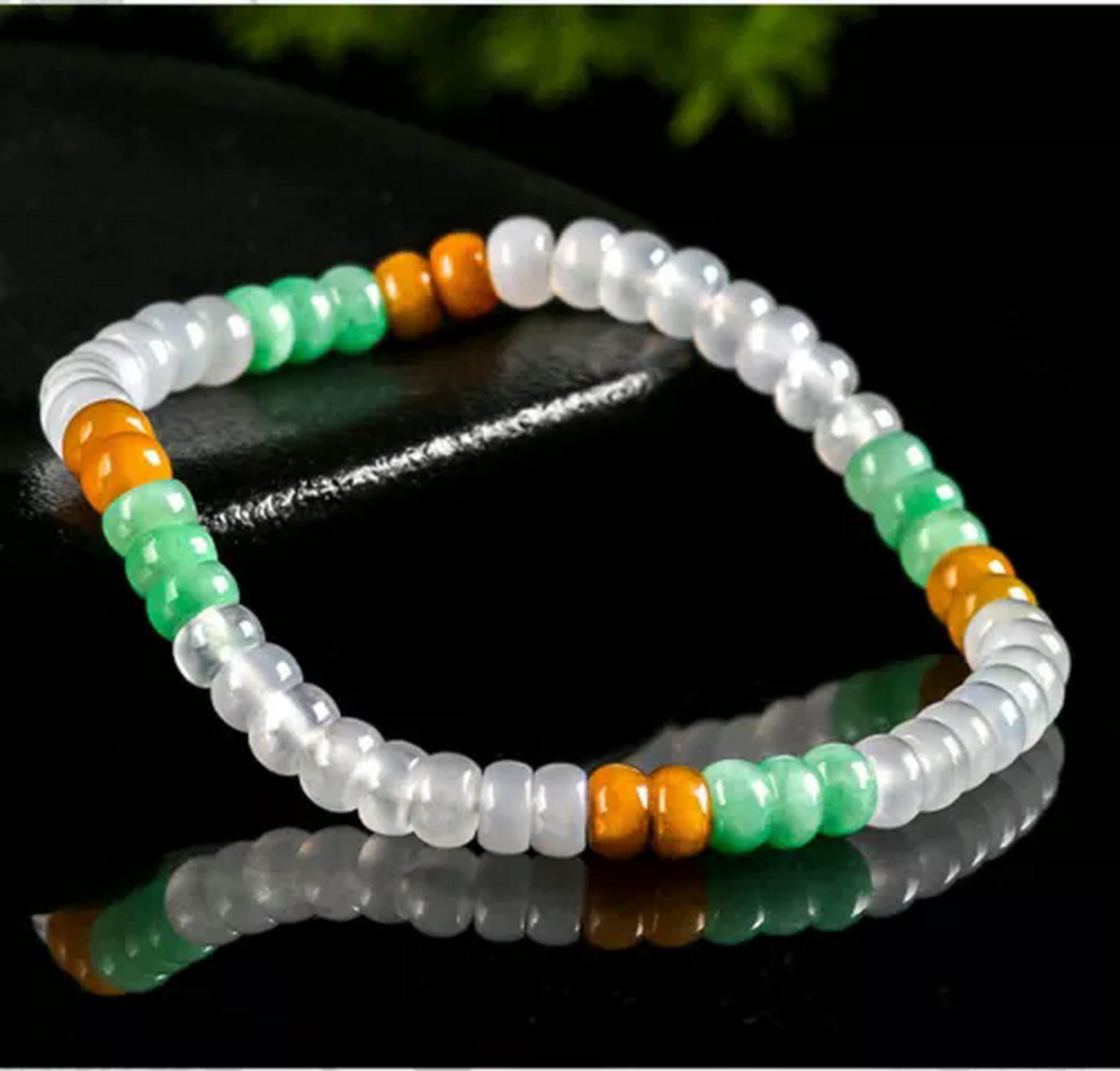 EOEMY Natural Grade A Jade Jadeite Women Lucky Colorful 5.5mm Abacus Beaded Bracelet