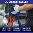 thumbnail image 6 of EXTRESPO Heavy Duty Jumper Cables, 0 Gauge 25 Feet 1000Amp Booster Cables, UL Listed Cables for 12V & 24V Cars, SUVs and Trucks, Jumper Cables Kit with Carry Bag, Gloves, Brushes, 6 of 8