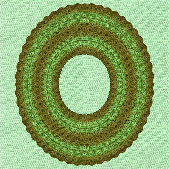Ahgly Company Machine Washable Indoor Square Transitional Light Green Area Rugs, 4' Square