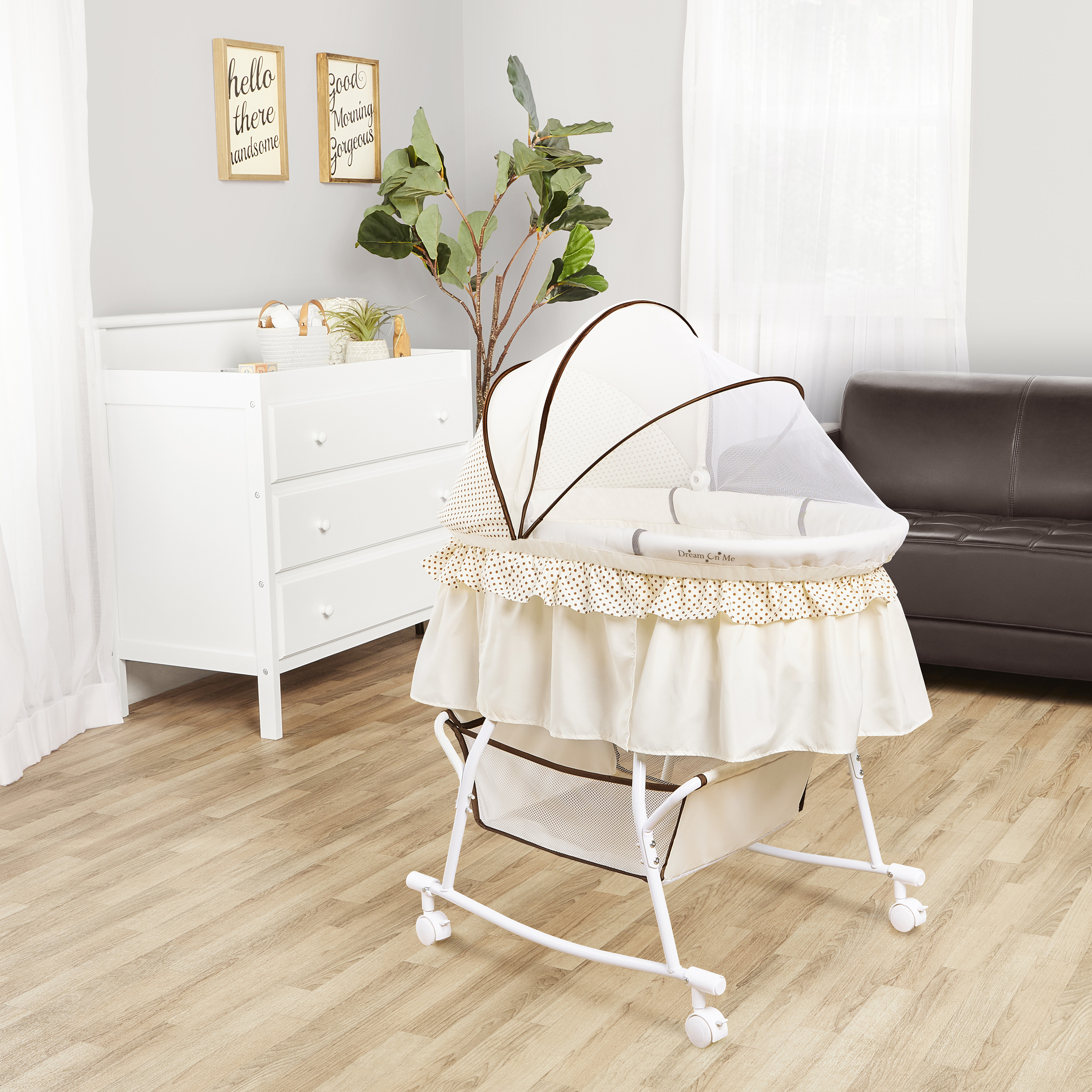 Dream On Me Lacy Portable 2-in-1 Bassinet & Cradle in Cream, Lightweight Baby Bassinet - image 5 of 27