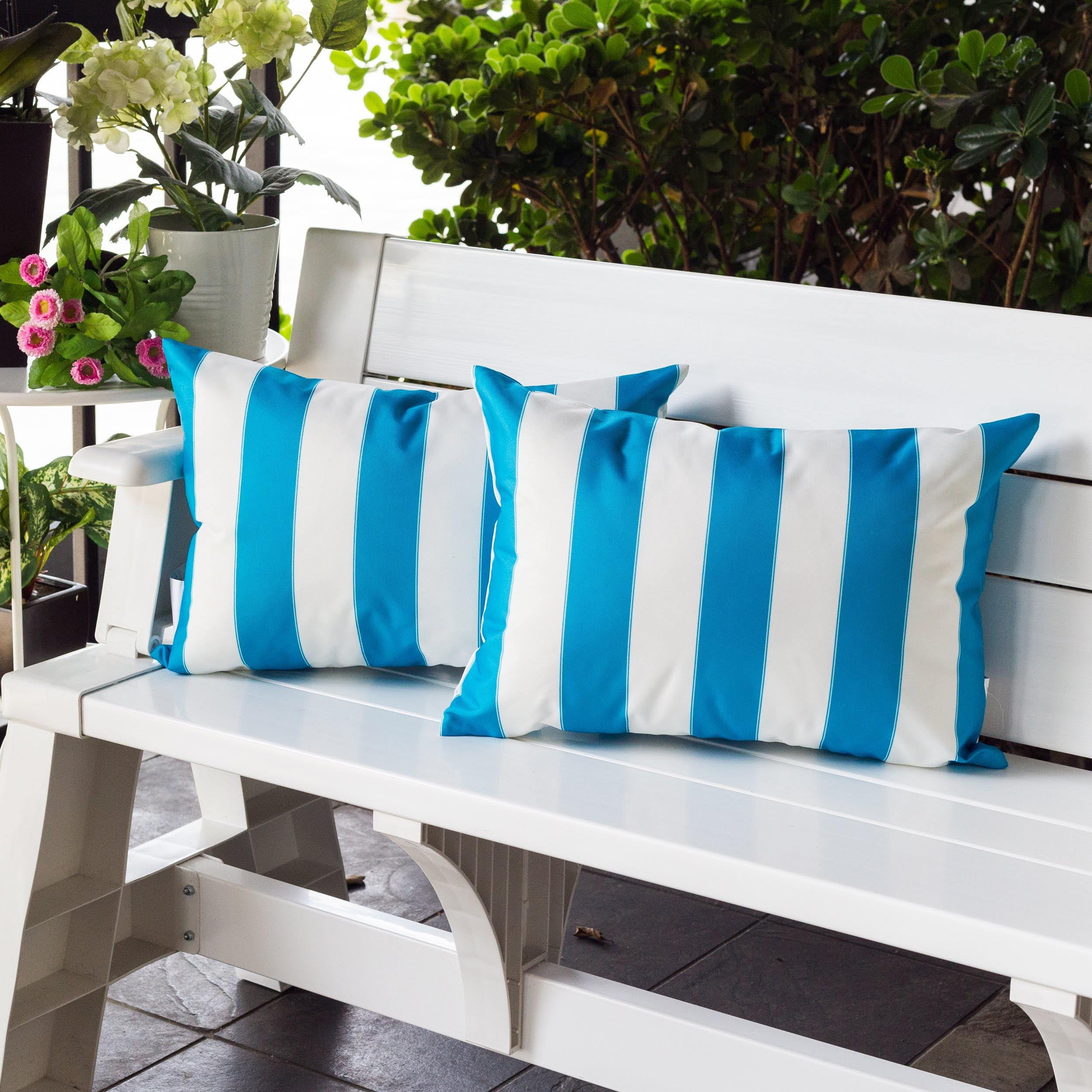 Riley Aqua Rectangular Outdoor Throw Pillow