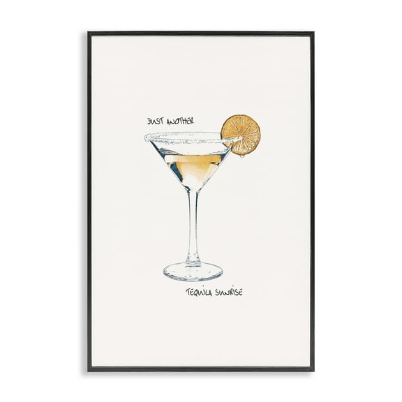 Stupell Industries Just Another Tequilla Sunrise Food & Beverage Painting Black Framed Art Print Wall Art, 12 x 18