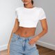 thumbnail image 1 of Chaqueta Camiseta de manga corta sexy sin espalda de color sólido Cgtredaw para Mujer Blanco T XXL, 1 of 7