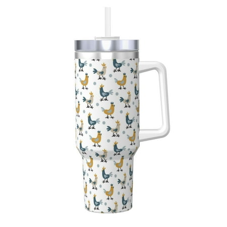 

Uemuo Farm Roosters Print 40oz Ice Bully With Handle And Straw Stainless Steel Vacuum Insulated Cup And 2 In 1 Straw Lid Insulated Travel Tumbler