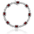 thumbnail image 5 of 925 Sterling Silver Diamond Red Garnet Chain Tennis Charm Bracelet, 5 of 6