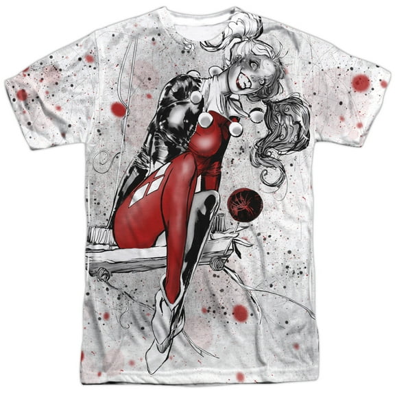 Justice League Of America Men's  Harley Sketch Sub Sublimation T-shirt White