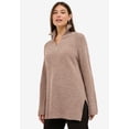 thumbnail image 3 of Ellos Plus Size 1/4 Zip Sweater Tunic With Side Slits, 3 of 4