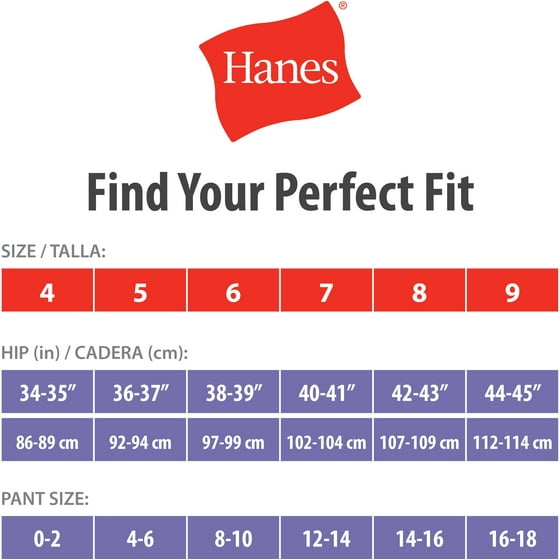 women s cotton 6 pack assorted size 9 walmart com size chart hanes