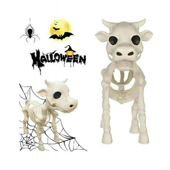 Cow Skeleton Halloween Decor Skeleton Horse Halloween Decorative Prop Animal Skull Halloween Yard Decor Statue Graveyard Prop