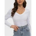 thumbnail image 6 of Womens Fall Deep V Neck Long Sleeve Shirts Modal Slim Fit Basic Tee Tops, 6 of 6