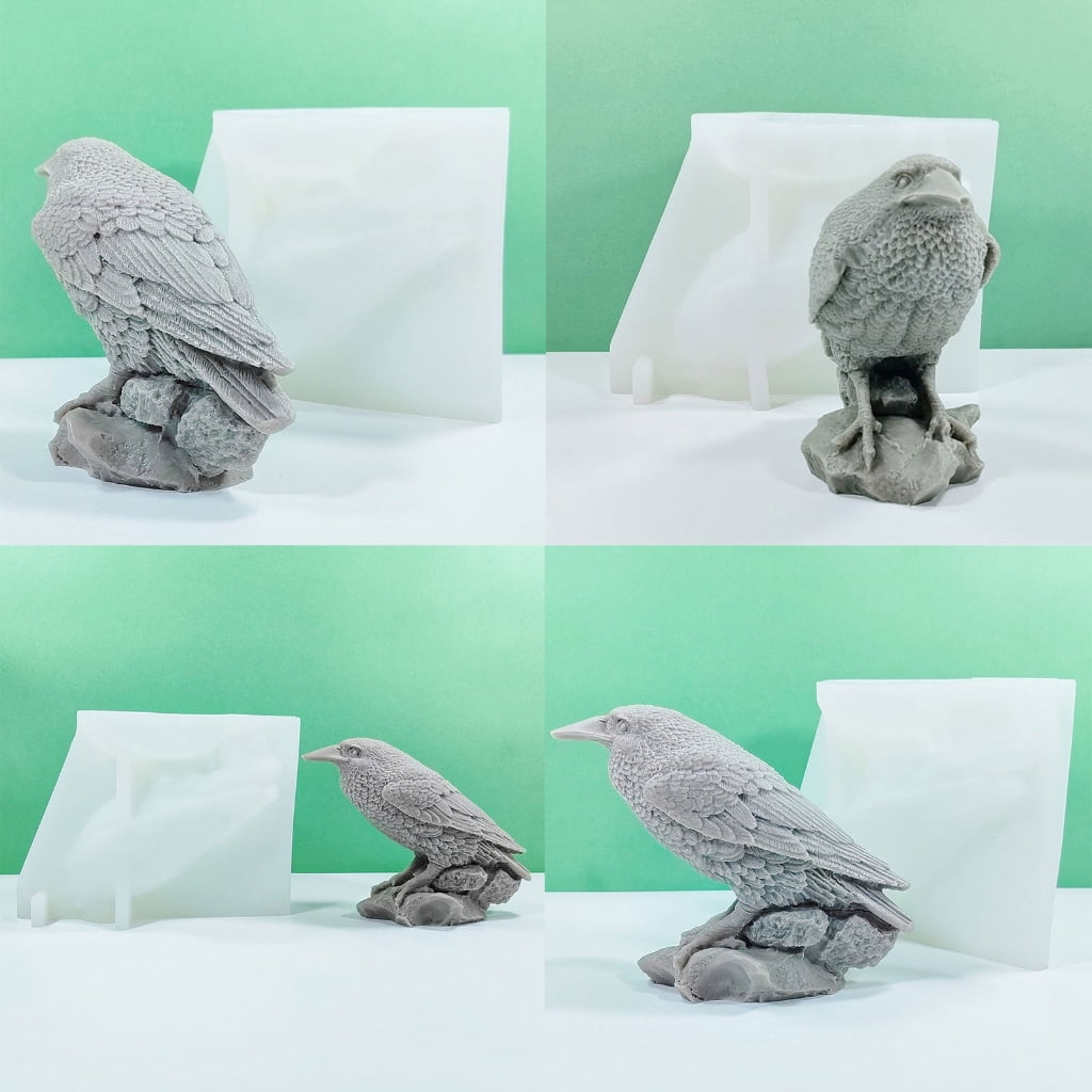 WINDLAND Silicone Molds 3D Crow Candle Molds Castings Molds Craft Molds Baking Molds Resins Molds for Candle Making