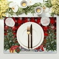 thumbnail image 3 of mubwai Winter Gnomes Placemats Set of 4, Christmas Snowflakes Xmas Trees Linen Table Mats, Red Black Buffalo Plaids Non-Slip Place Mats for Kitchen Dining Holiday Decor, 12x18 Inch, 3 of 8