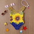 thumbnail image 6 of Abcomgle Baby Girl Swimsuit Sunflower Print One Piece Girls Swimsuit Ruffled Stretchy Girls Bathing Suit, 6 of 7