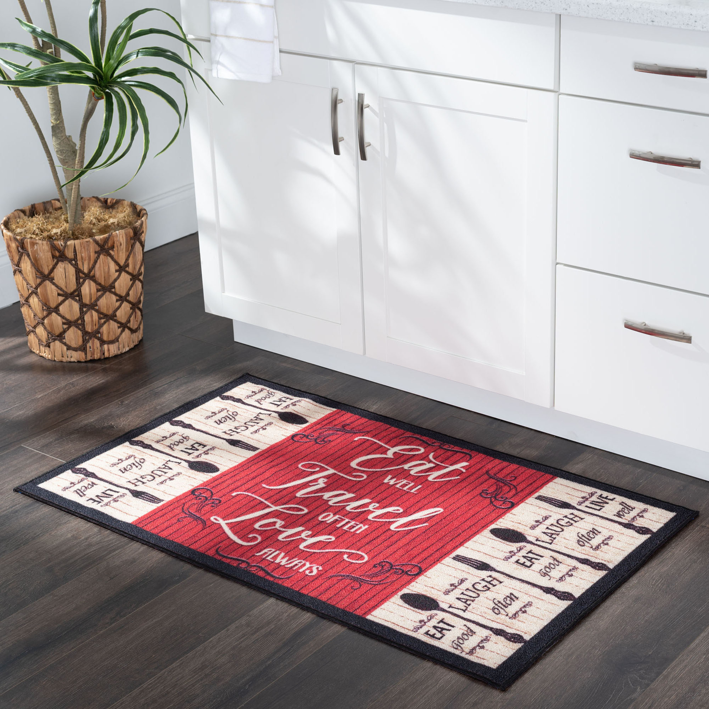 26x44 Modern Red Runner Rugs for Hallway | Indoor Entry, Entryway, Walkway or Kitchen Rug 2'2'' x 3'8''