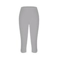 thumbnail image 5 of QATAINLAV Capri Leggings for Women Tummy Control Knee Length Cropped Bottom Summer Stretch High Waist Workout Yoga Capris 2025 Solid Color Legging Pants Ofertas en Walmart Gray S, 5 of 7