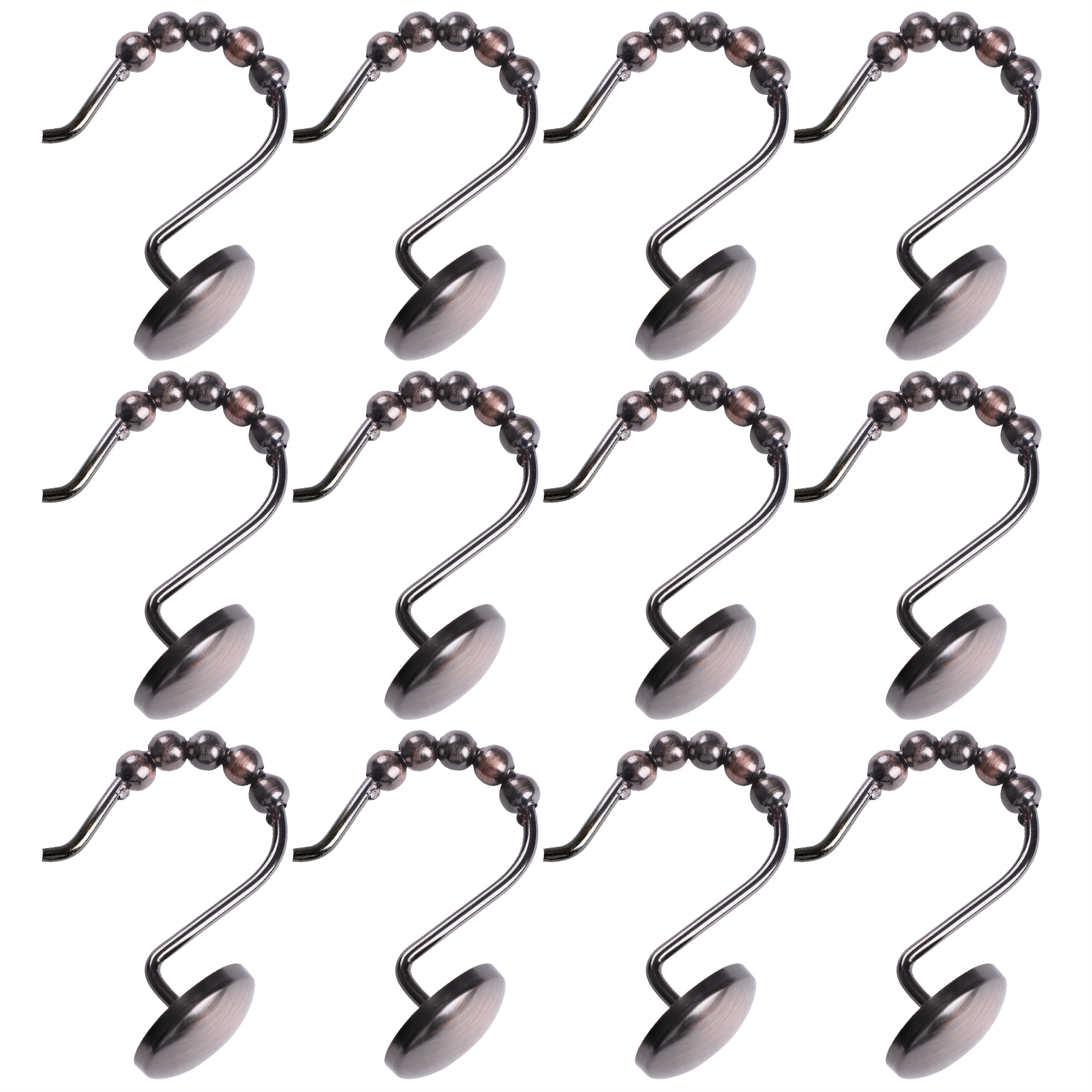 Utopia Alley Shower Hooks - Shower Curtain Rings for Bathroom - Rust Resistant Roller Shower Curtain Hooks for Shower Curtain or Liner - Set of 12, Oil Rubbed Bronze