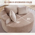 thumbnail image 6 of Muumblus Oversized Round Lounge Chaise Chair Indoor,Boneless Cloud Couch with 3 Pillows, No Assembly Required, Modern Accent Chair for Living Room, Camel Chenille, 6 of 12