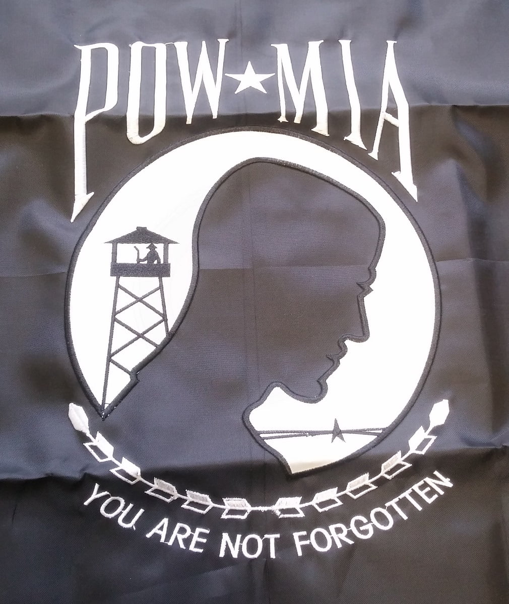 TOPFLAGS Pow Mia Flag Embroidered 3x5 Outdoor - Heavy Duty Double Sided You are Not Forgotten War Flags 300D Oxford Nylon Military Pow Flags for Outside