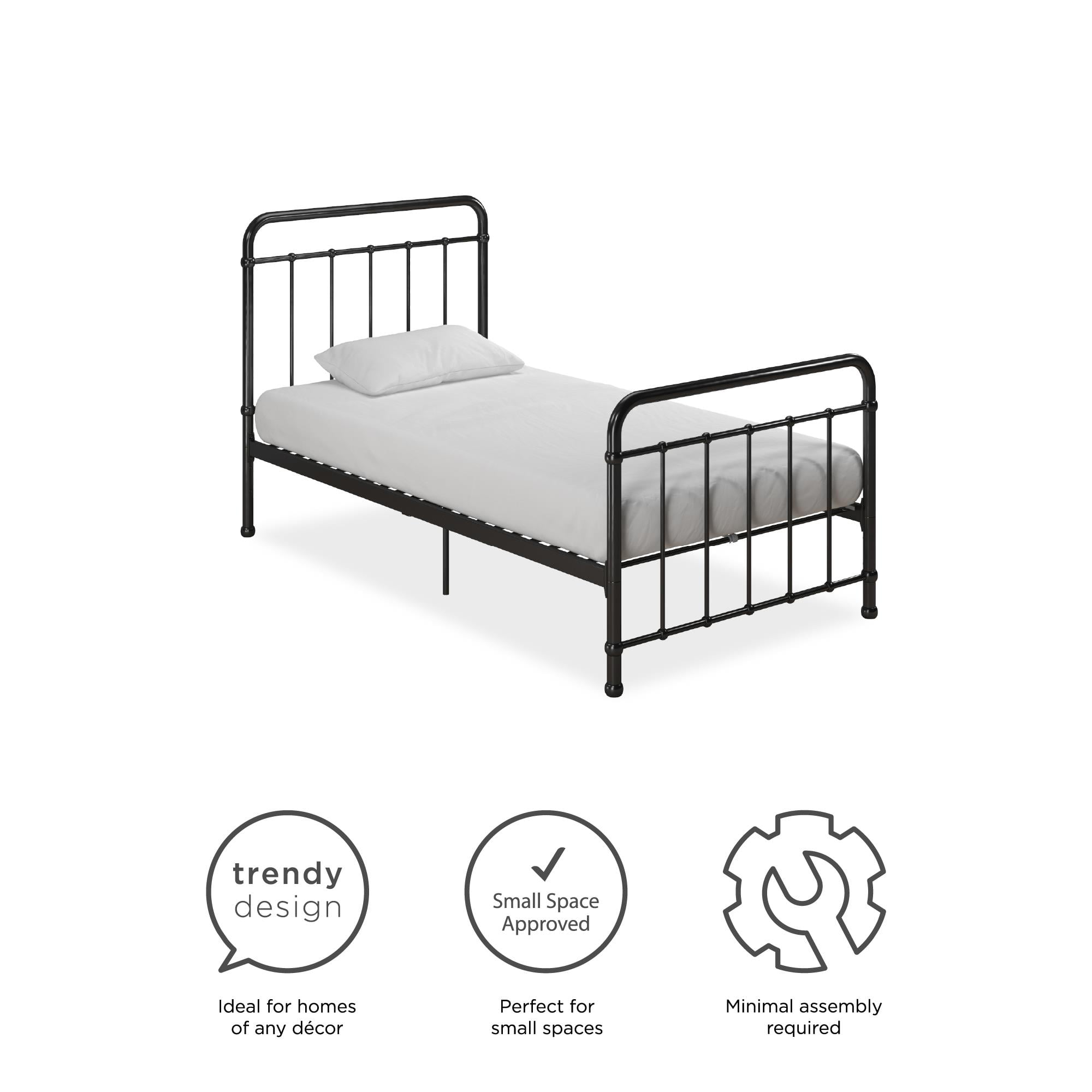 Better Homes Gardens Kelsey Twin Metal Bed Black Walmart