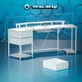 thumbnail image 3 of HOMCOM 79 inch Gaming Desk, Industrial Computer Desk with RGB Lights, White, 3 of 10