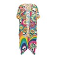 thumbnail image 2 of FKELYI Kimono Coverups for Women Soft Beach Cover Up Groovy Flower Skull Print Half Sleeve Summer Cardigan Bikini Cover Ups Resort Wear Casual Cruise Outfits, 2 of 6