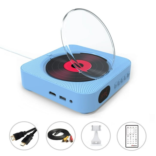MEGICOT Lecteur CD/DVD Mural Bluetooth 5.0 avec Couvercle Anti-Poussière à Commutateur à Tirage et Haut-Parleurs Intégrés, Lecteur de Musique Portable avec Télécommande, Prend en Charge la Radio FM, les Entrées et Sorties CD/DVD/MP3/USB/AUX