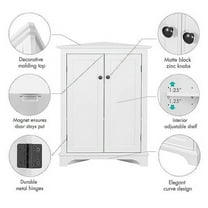 Spirich Floor Corner Cabinet with Doors and Shelves, Freestanding Bathroom Corner Storage Cabinet for Bathroom, Living Room, White
