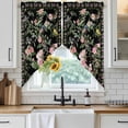 thumbnail image 6 of Black Spring Floral Swag Valances for Windows, Kitchen Curtains 36 Inch Length 2 Panels Set, Elegant Pastoral Flowers Birds Watercolor Short Curtains for Small Windows Cafe Curtains 28"x36", 6 of 8