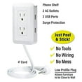 Presto Plug Outlet Extender, 2 USB Ports, 2 AC Outlets, 4ft Cord Small ...