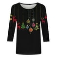 thumbnail image 5 of LSLJS T-Shirts for Women Plus Size 3/4 Sleeve Crew Neck Tops Casual Christmas Tree Deer Print Graphic Tee for Christmas Holiday, Gifts for Women, S-5XL, 5 of 6
