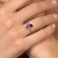 thumbnail image 4 of Gem Stone King 1.63 Cttw Blue Created Sapphire Pink Created Sapphire and White Moissanite Ring for Women | 925 Sterling Silver | Heart Shape 6MM | Wedding Engagement Anniversary Promise Ring| Size 6, 4 of 6