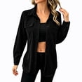 thumbnail image 2 of Ynynloco Women's Corduroy Button Down Shirts Boyfriend Long Sleeve Oversized Blouses Tops, 2 of 7