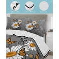 thumbnail image 3 of Quilts Queen Size Bedding Set, Daisy Butterfly Reversible Summer Quilt 3 Pieces, Spring Floral Butterflies Grey Modern Art Lightweight Bedspreads Coverlets with 2 Pillow Shams for All Seasons, 3 of 5