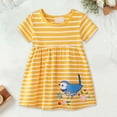thumbnail image 7 of JUoaLXG Toddler Girls Casual Dresses Summer Bird Print Short Sleeve Floral Embroidery Dress Activewear,Yellow,3-4 Years, 7 of 7