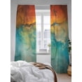 thumbnail image 3 of Sheer Curtains 96 Inches Long 2 Panels Set for Living Room, Abstract Semi Sheer Curtains for Windows, Orange Teal Green Gradient Fluid Modern Oil Painting Voile Window Treatments Rod Pocket Curtain, 3 of 7