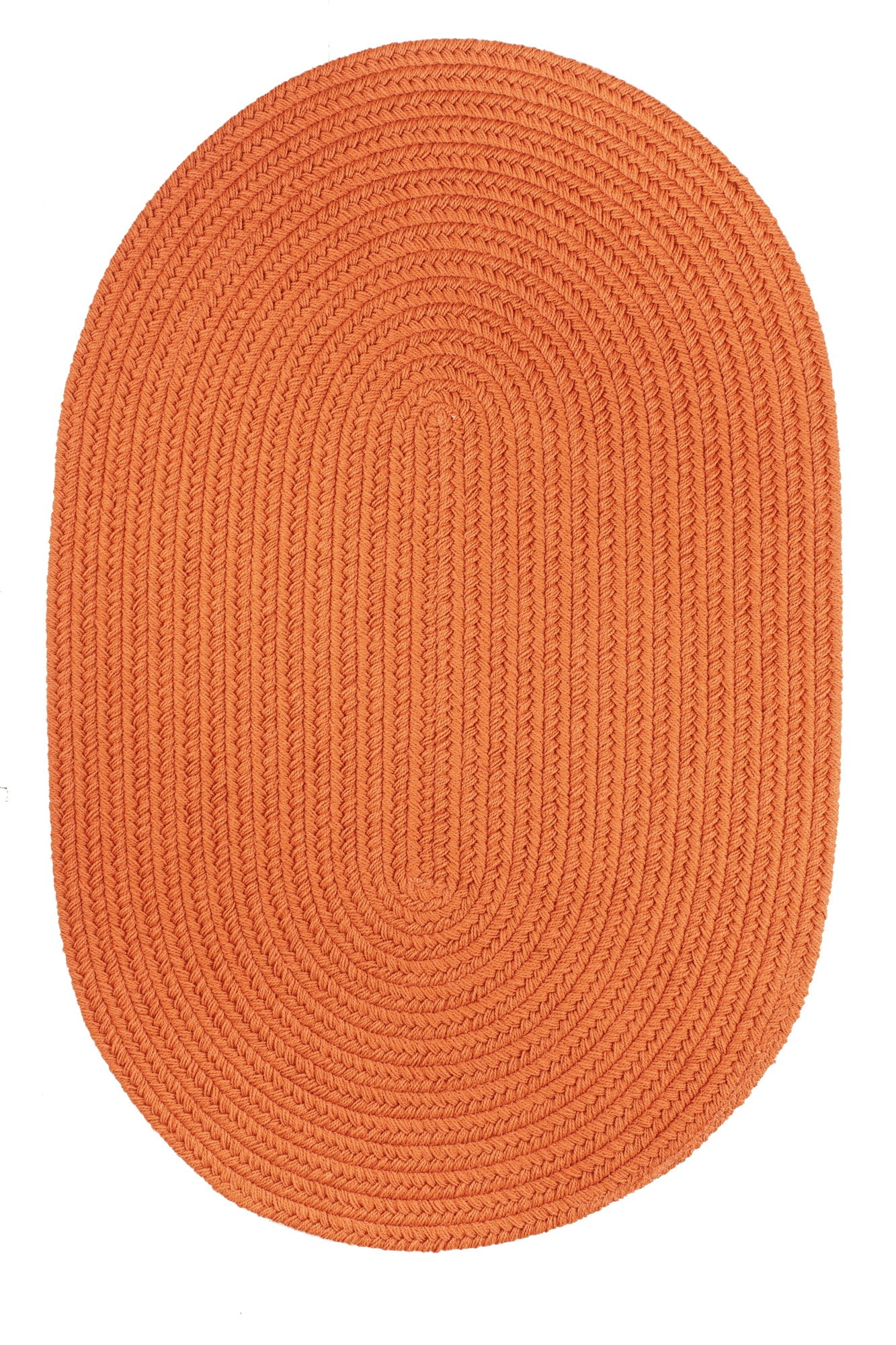Indoor/Outdoor Solid Orange Area Rug, Braided Textured Design, 8Ft. X